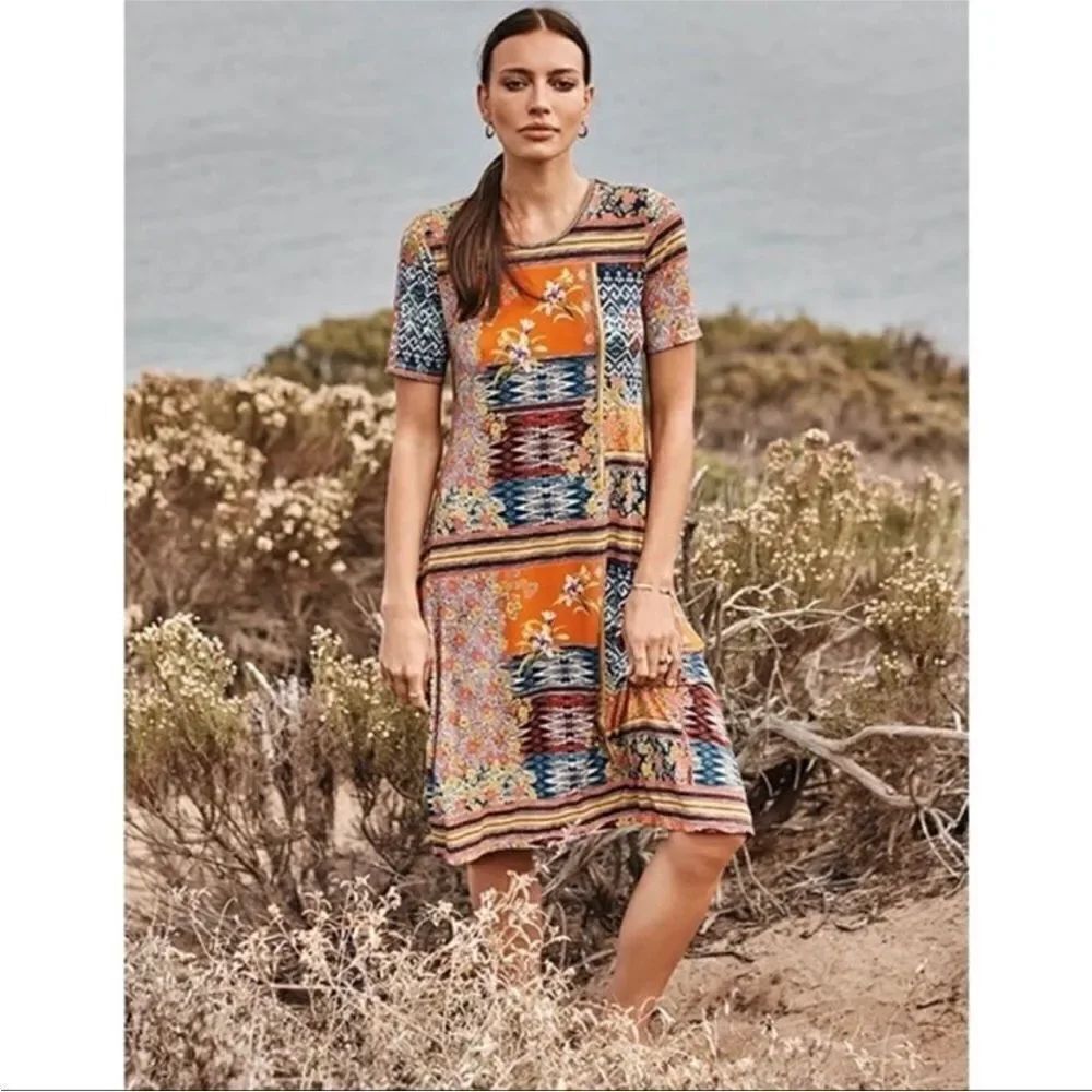 Johnny Was Allie Autumn Floral Swing Dress S